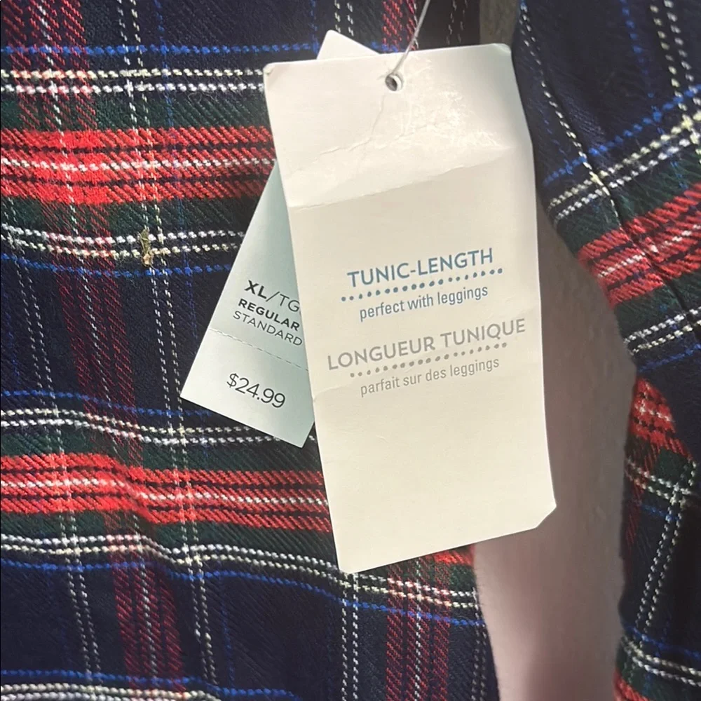 Old navy Plaid girls tunic Shirt size xl - Red and Blue NWT